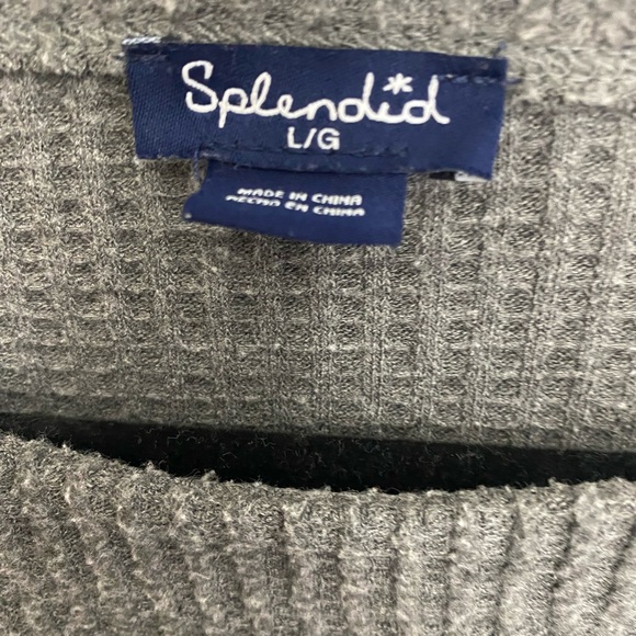 Splendid Gray Waffle Knit Thermal Long Sleeve Top Large - Picture 5 of 5